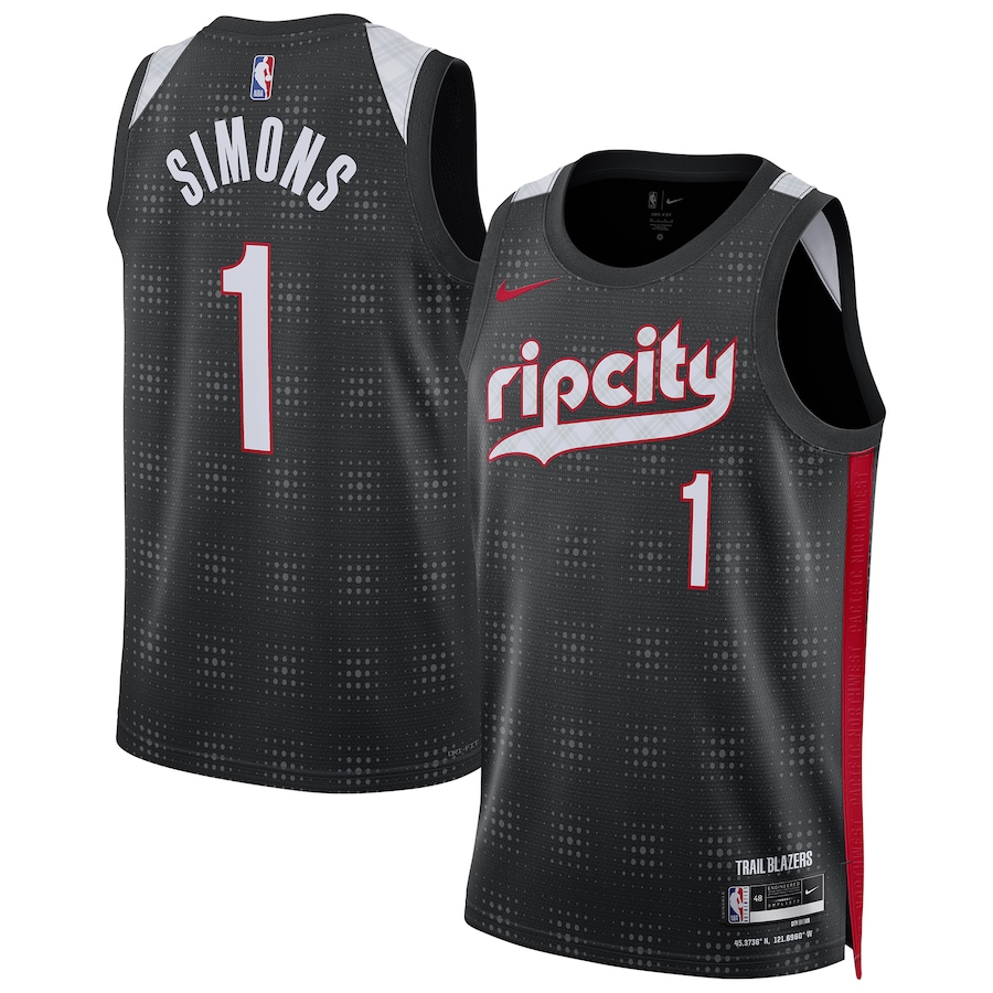 Men Portland Trail Blazers #1 Anfernee Simons Nike Black City Edition 2024-25 Swingman Player NBA Jersey->portland trail blazers->NBA Jersey